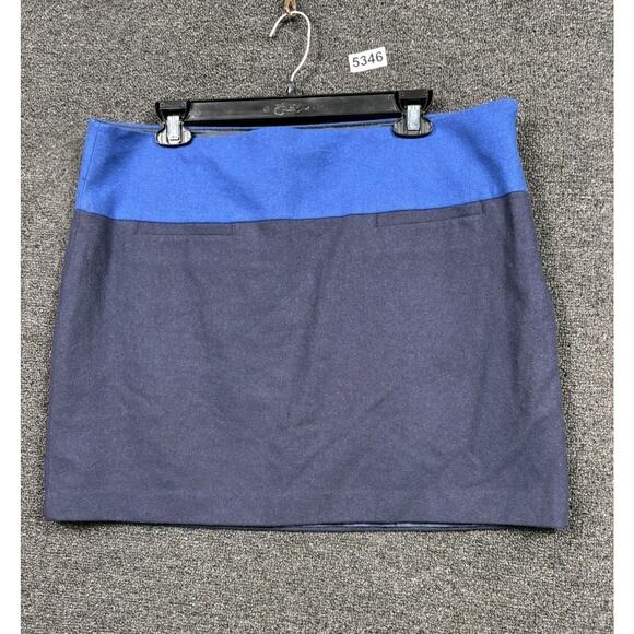 GAP Mini Skirt Women Sz 14 Blue Gray Wool Blend Lined Side Zip - Picture 1 of 7